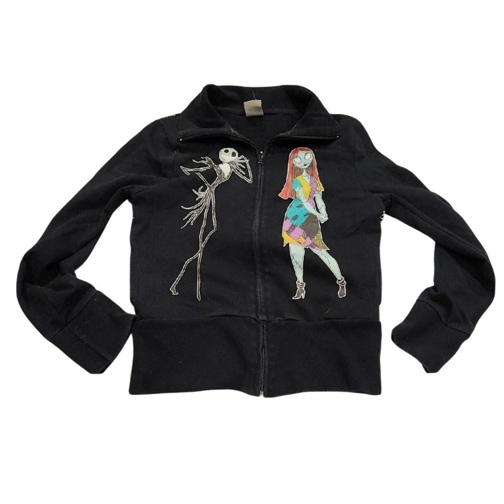 Vintage Y2K‎ DISNEY NIGHTMARE BEFORE CHRISTMAS Hoodie Womens Jacket Jack Sally